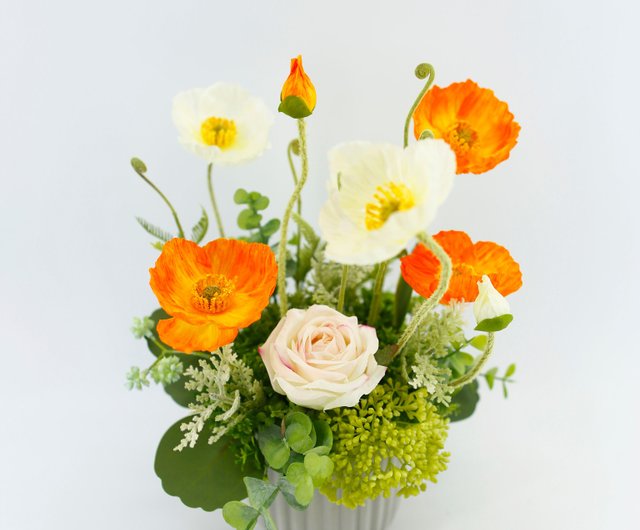 【一点もの】yuuさま専用です☆黄色とオレンジと白のお花の置物 Amazon｜お供えの花 仏花 お盆花 フラワーアレンジメント (白