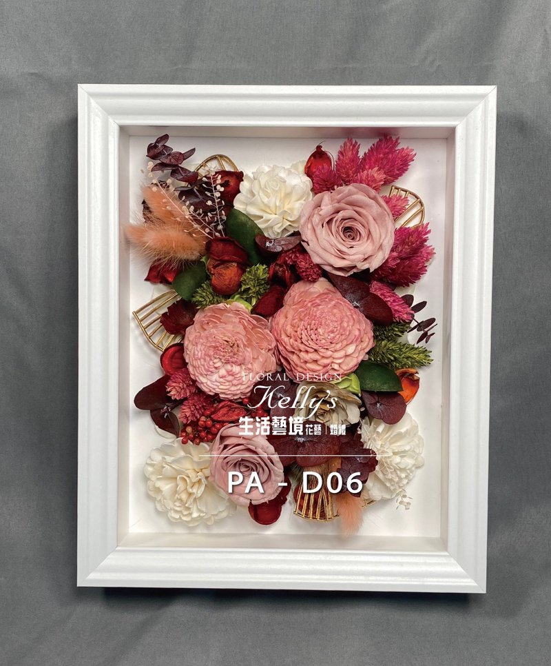 Dried Flower/ Picture Frame/ Preserved Flower PA-D06 - ของวางตกแต่ง - พืช/ดอกไม้ สีแดง