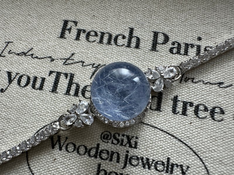 Blue Stone Crystal Handmade Silver Bracelet - สร้อยข้อมือ - คริสตัล 