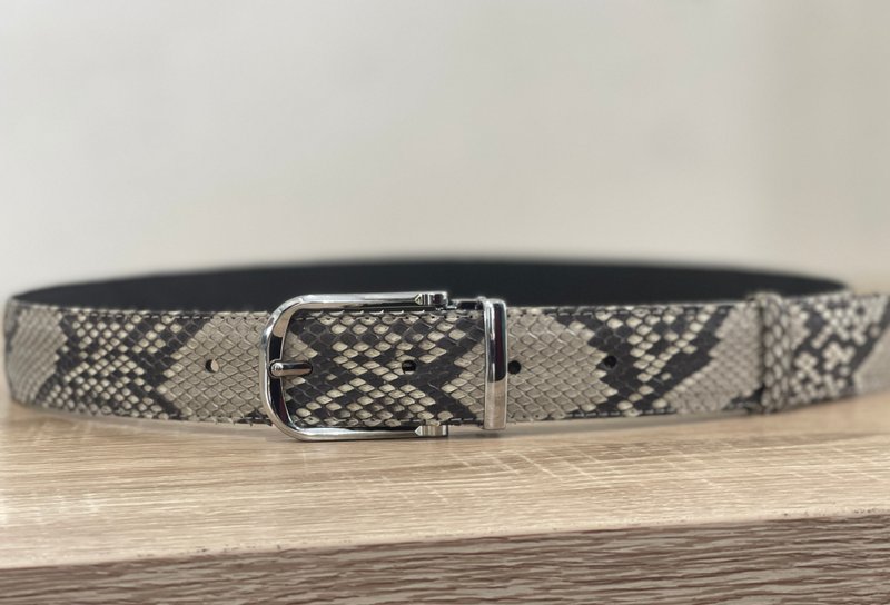 蛇皮帶，蟒蛇皮帶，訂製皮帶，女男皮帶 - 皮帶/腰帶 - 真皮 灰色