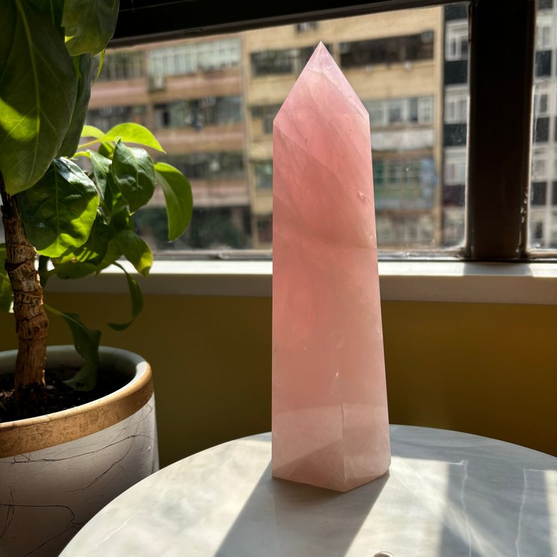 20cm Pink Quartz Pillar Happy Joy Relationship Healing Home Furnishing Decoration Physical and Mental Health - ของวางตกแต่ง - คริสตัล สึชมพู