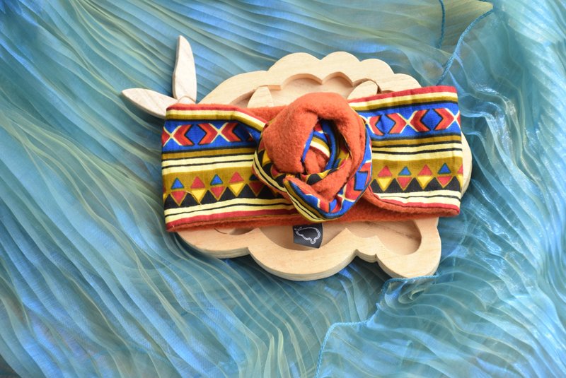 Podgorica •• Reversible headband w/ fleece (Terracotta) - 髮箍/髮帶 - 棉．麻 多色