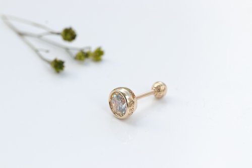 CHARIS GRACE 純14K 圓鑽鎖珠耳環(7mm)(單個)
