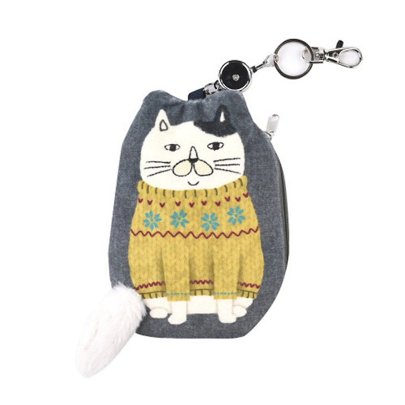 Kusuguru Japan Ticket Coin Purse 3D Cat Tail Pass Retractable Coil Ticket Bag-Green - ID & Badge Holders - Polyester Green