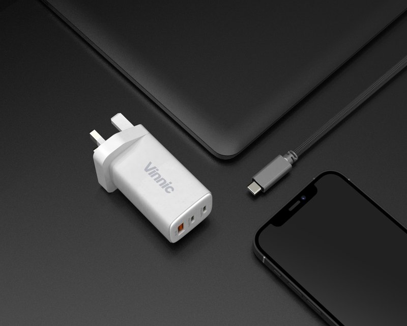 Vinnic 65W GaN PD QC 3 輸出 充電器 - 其他 - 塑膠 白色