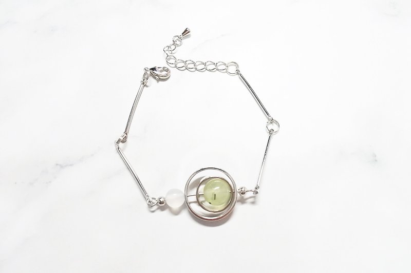【Astringent】 Natural Stone Bracelet - สร้อยข้อมือ - โลหะ สีเขียว