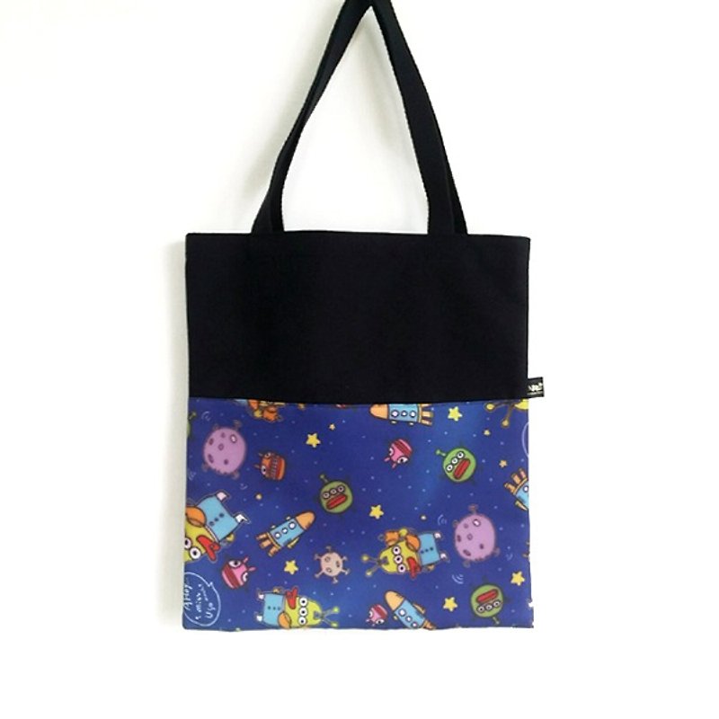 1212 Play design canvas bag - Mr. alien - Messenger Bags & Sling Bags - Cotton & Hemp Blue