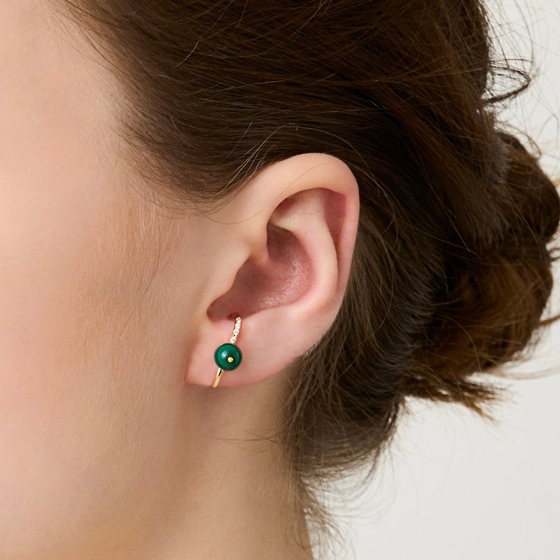 Sterling Silver Earrings & Clip-ons Gold - Stone Diamond Earrings Azzerare Green Malachite Earrings