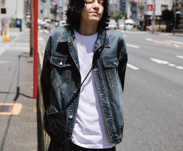 Japanese retro workwear denim jacket on the road - Shop YOSHIYOYI Men's  T-Shirts & Tops - Pinkoi