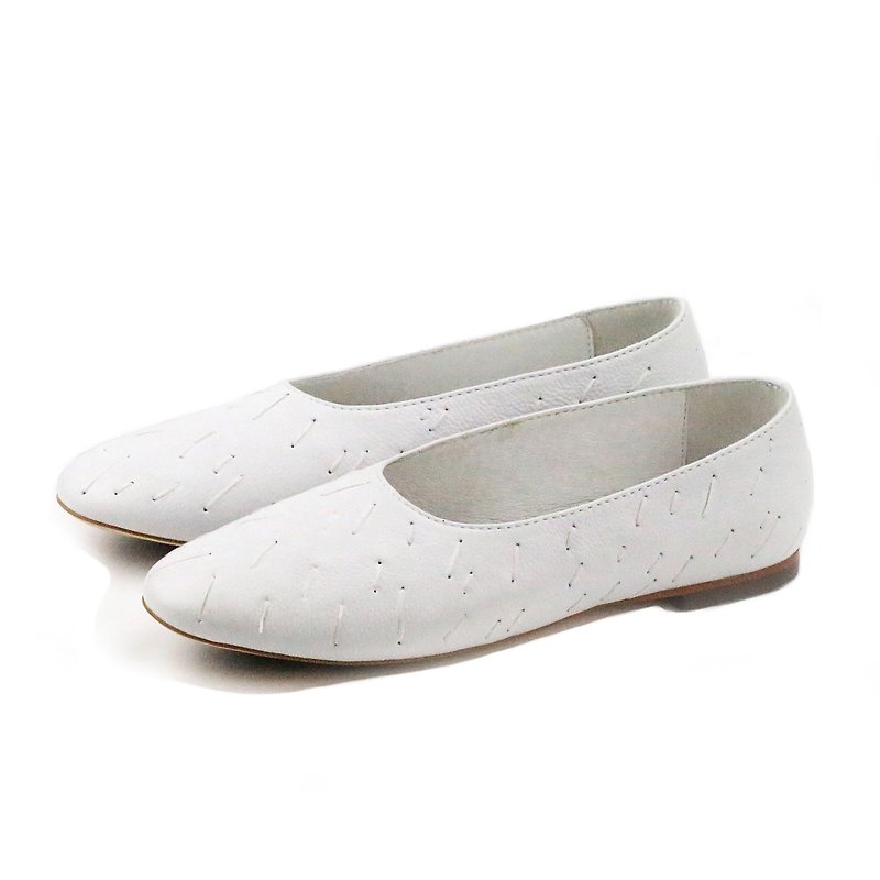 Leather ballet flats MEMORY W1057 White - Mary Jane Shoes & Ballet Shoes - Genuine Leather White