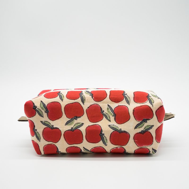 Red Apple Big Belly Beauty Makeup Bag / Universal Bag - Toiletry Bags & Pouches - Cotton & Hemp Red