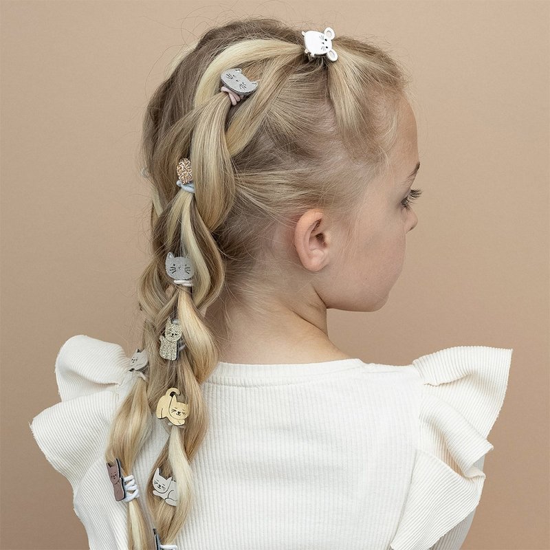 英國Mimi & Lula_AW25_秋日山林_俏皮小貓髮束8入 - 嬰兒手鍊/飾品 - 聚酯纖維 