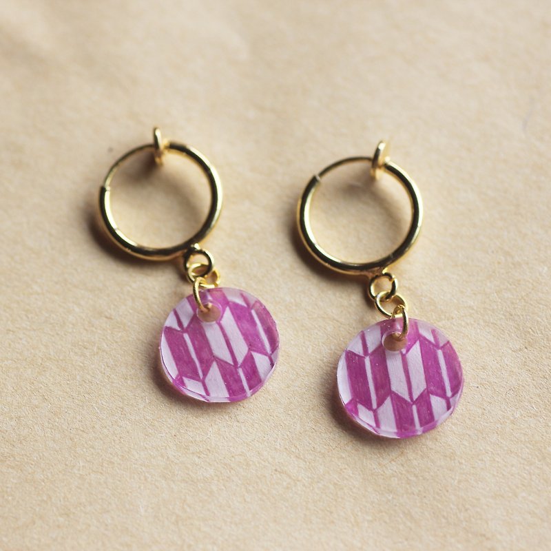 Vector pattern-pin clip earrings - Earrings & Clip-ons - Plastic Purple