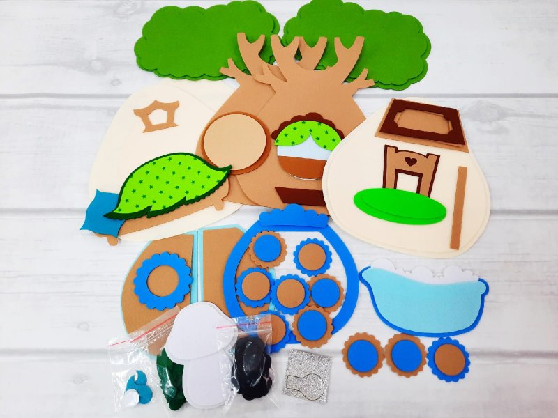 パンダハウス用フェルトのレーザーカット、裁縫・裁縫キット - 編み物/刺繍/羊毛フェルト/裁縫 - その他の素材 カーキ