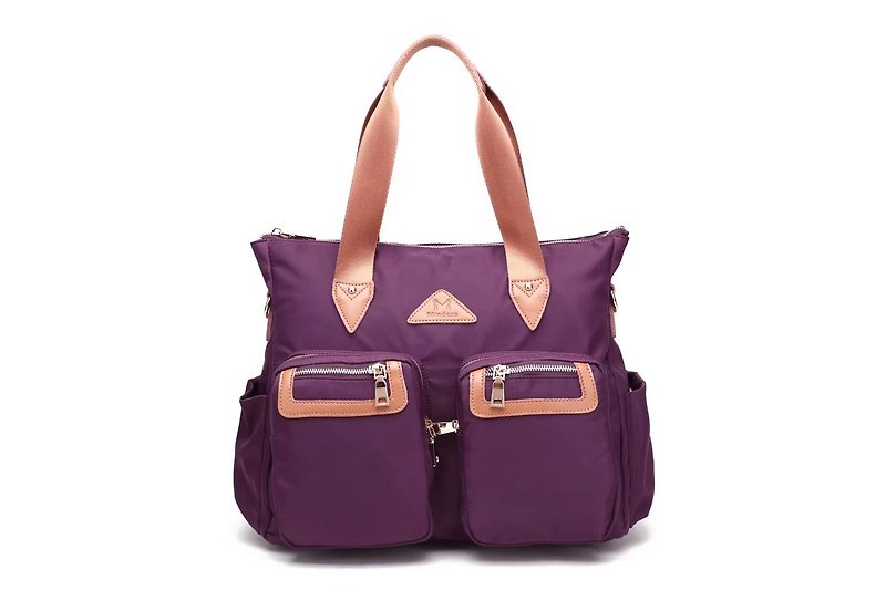 Lightweight large capacity water repellent handbag / Crossbody / storage bag / purple - # 1012 - กระเป๋าแมสเซนเจอร์ - เส้นใยสังเคราะห์ สีเทา