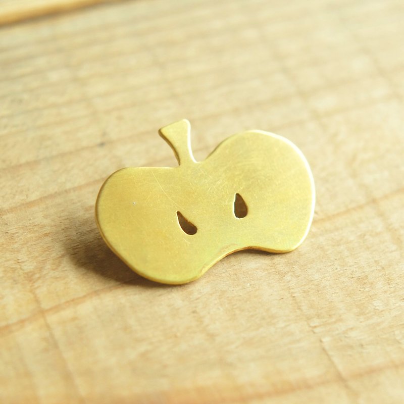 Brass brooch apple B009 - Brooches - Other Metals Gold