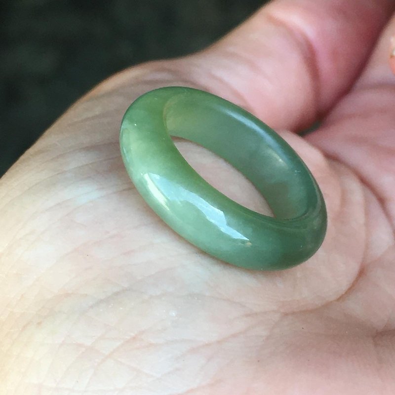 【Lost and find】Natural Micro-Cat's Eye Qingshui Hetian Jade Ring 16.5 - General Rings - Gemstone Green