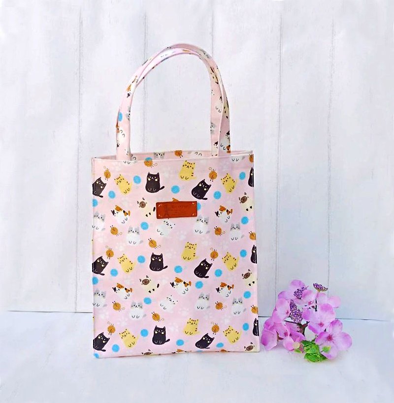 [Waterproof bag] three-color cat - Handbags & Totes - Waterproof Material Pink