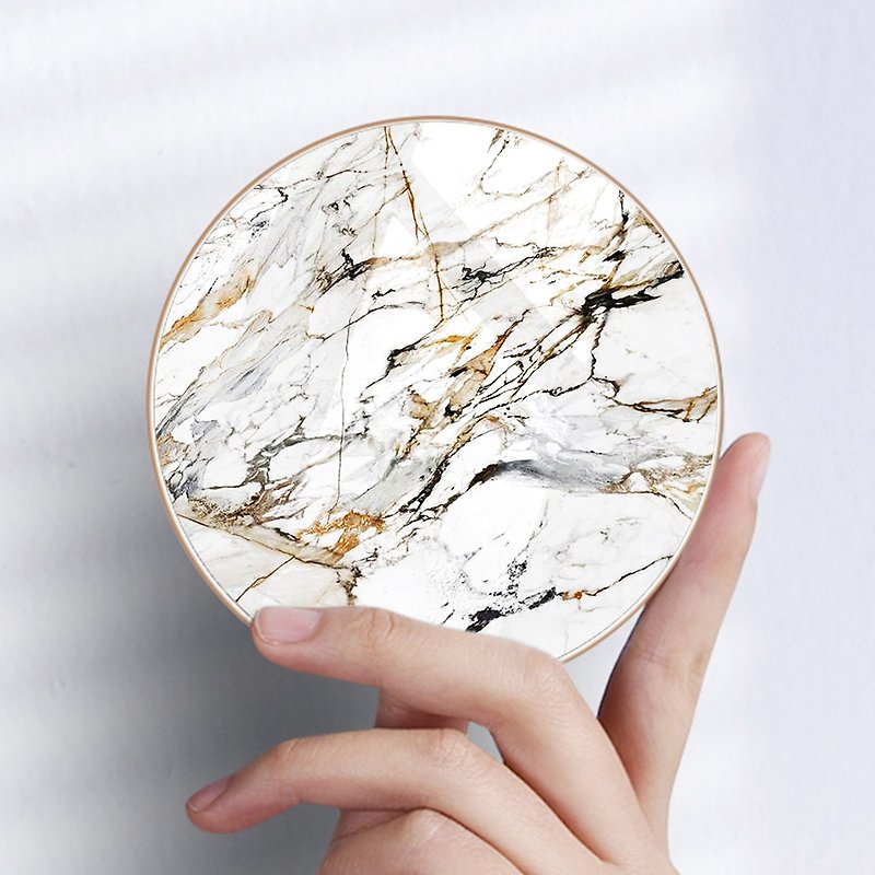 15W White Marble Brushed Wireless Phone Qi Charger compatible with many phones - ที่ชาร์จไร้สาย - โลหะ ขาว
