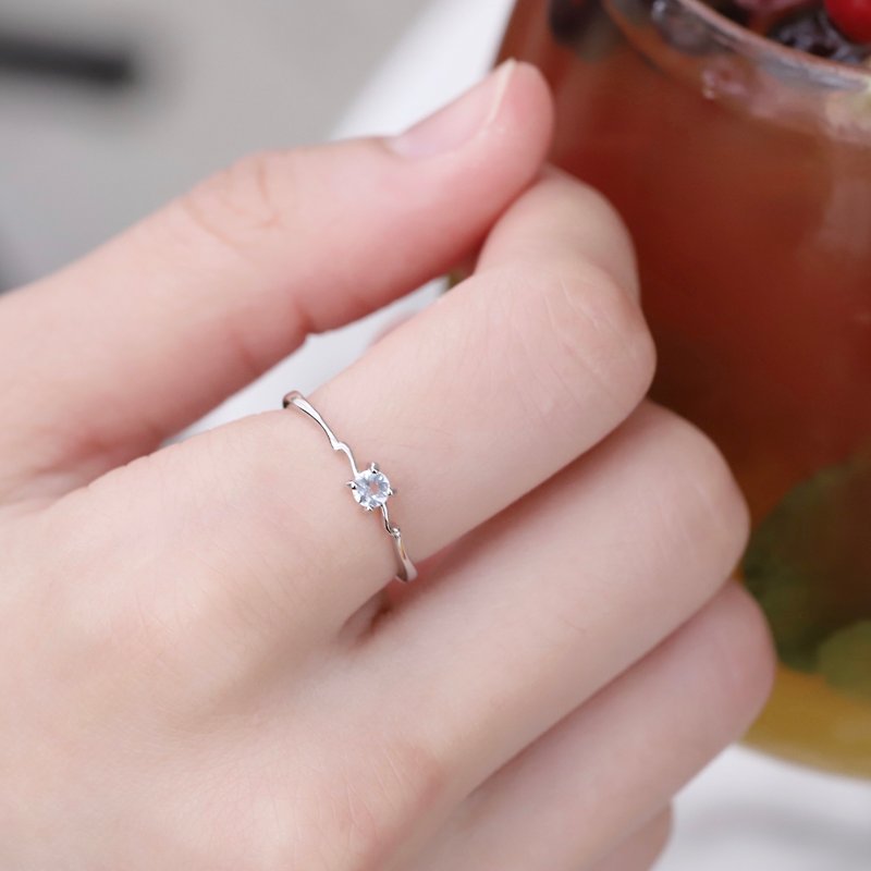 Blue Stone 925 sterling silver heart rings adjustable ring - General Rings - Gemstone Silver