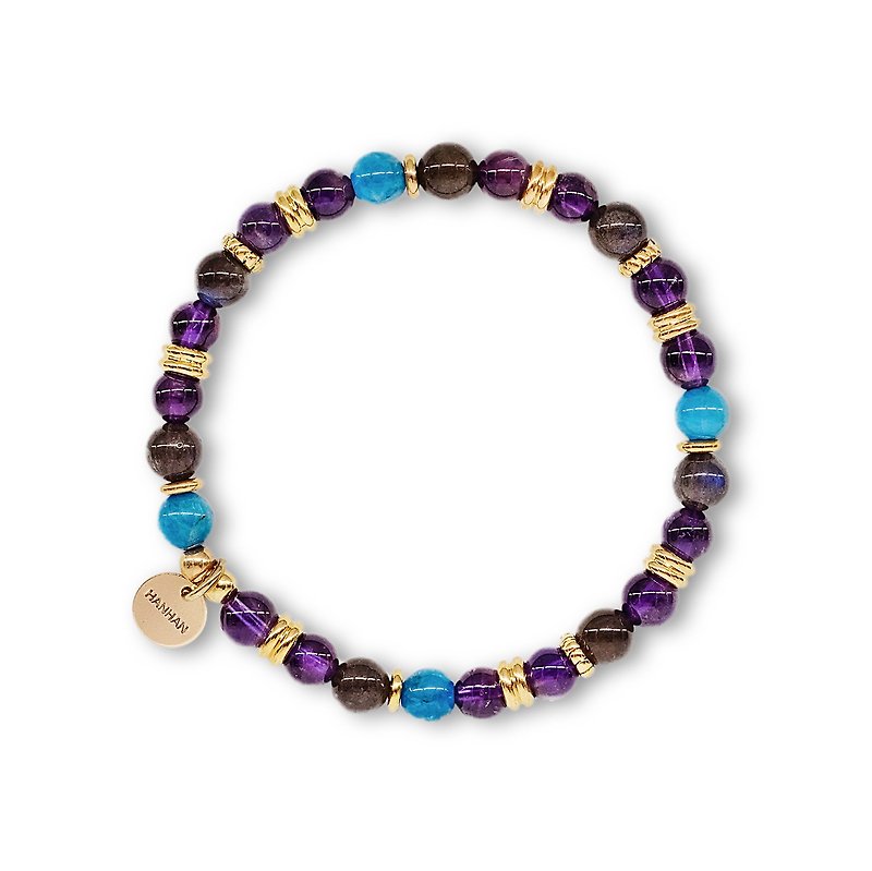 String Series Brass Amethyst Apatite Labradorite Bracelet Natural Ore Crystal - Bracelets - Jade Purple