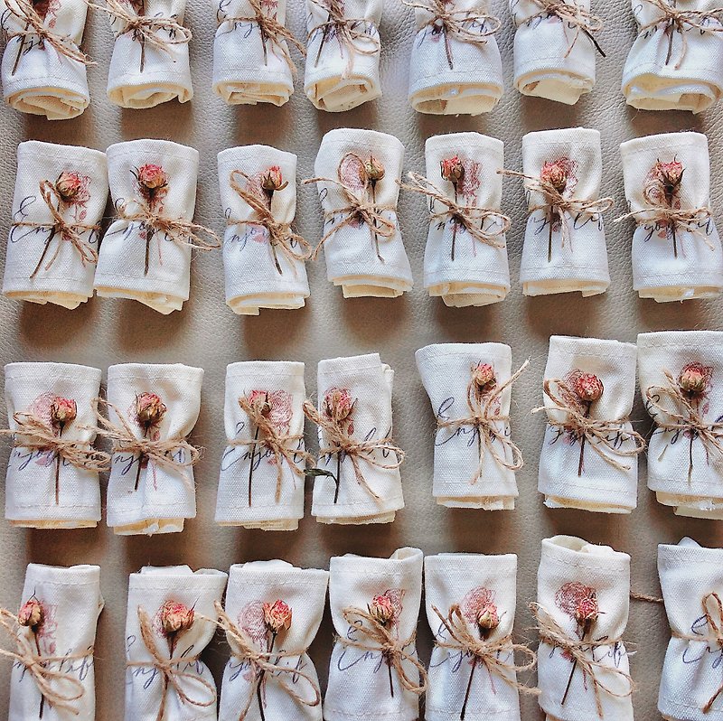 LJFLOWER Wedding Small Bridesmaid Gift Dry Rose Grass Letter Cup Set Canvas Bag Portable - Handbags & Totes - Cotton & Hemp 