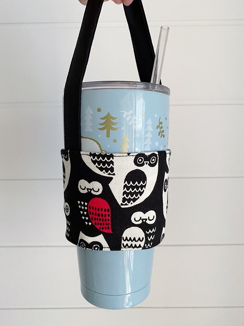 Owl coffee cup set/hand cup/beverage cup/ice master cup-2 colors (simple version) - ถุงใส่กระติกนำ้ - ผ้าฝ้าย/ผ้าลินิน สีแดง