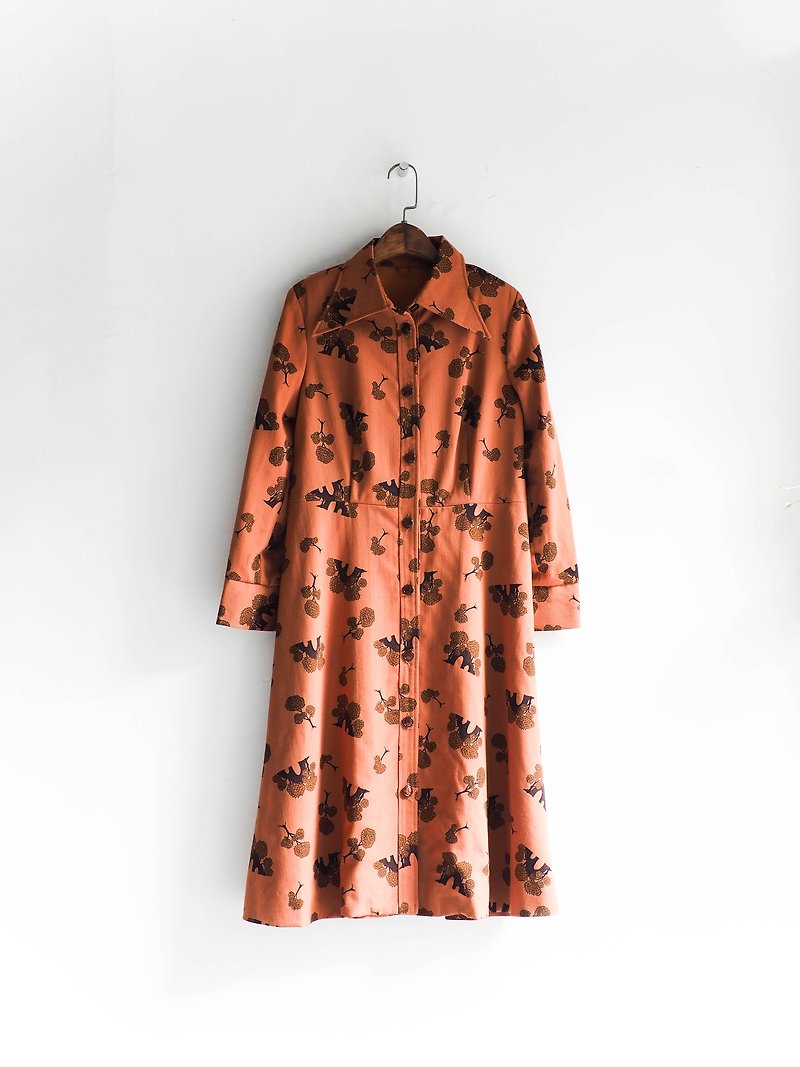 River Hill - Japanese citrus young girls windbreaker jacket lapel Wishing Tree Antique vintage trench coat vintage oversize - เสื้อแจ็คเก็ต - ผ้าฝ้าย/ผ้าลินิน สีส้ม