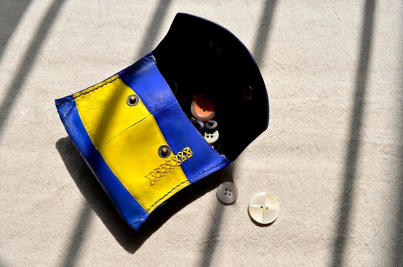 バレーボール×コイン財布/三笠黄色の青と白の番号001 - 小銭入れ - ゴム イエロー