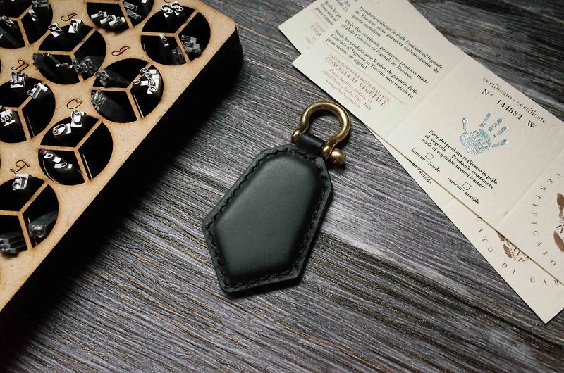 造型悠遊卡 晶片吊飾－鑰匙圈款－黑色 - 鑰匙圈/鑰匙包 - 真皮 黑色