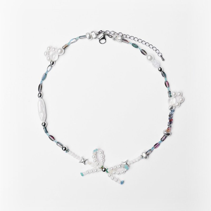 【可客製】閃亮旋律－通勤百搭/項鍊 | 豬寶盒手作飾品 | - 項鍊 - 玻璃 白色