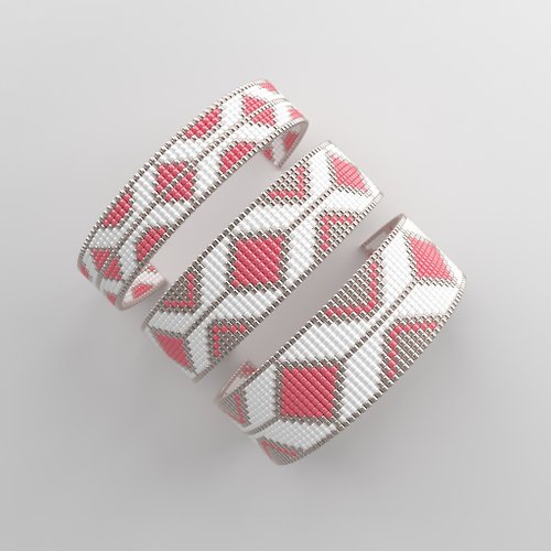 BIJU Loom bracelet pattern, miyuki pattern, parallel stitch pattern,255 串珠手链的图案图案