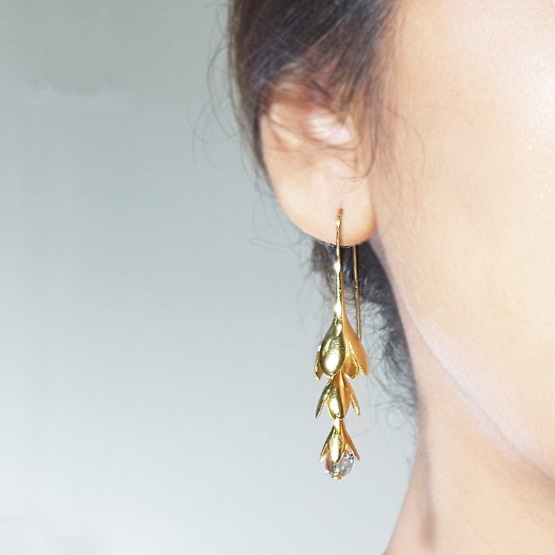Silver earrings, Quartz earrings, Hooks Earrings ,drop earrings ,morning dew - Earrings & Clip-ons - Sterling Silver 