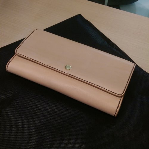 LouisRay Leather 純手工縫製皮件 純手工製作手工染色皮革長夾附零錢包免費印字