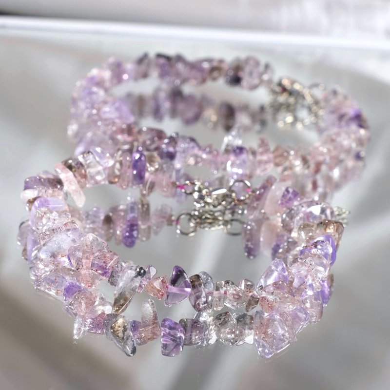 Translucent and conformable super seven-crystal adjustable bracelet, clear crystal, love, popularity and career - สร้อยข้อมือ - คริสตัล หลากหลายสี