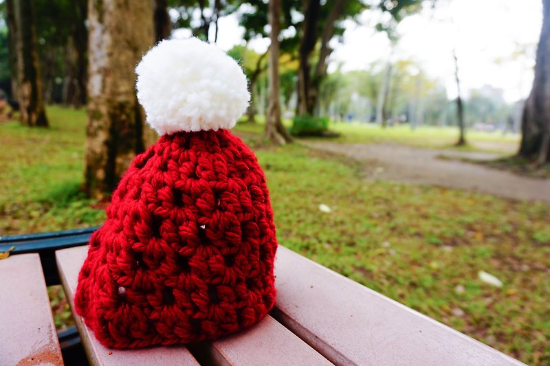 Handmade crochet Baby Hat | Dark Red - Hats & Caps - Wool Red