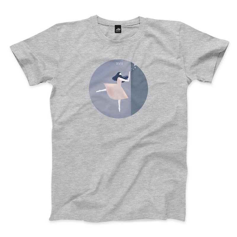 Moon - dark gray Linen- neutral T-shirt - เสื้อยืดผู้ชาย - ผ้าฝ้าย/ผ้าลินิน สีเทา