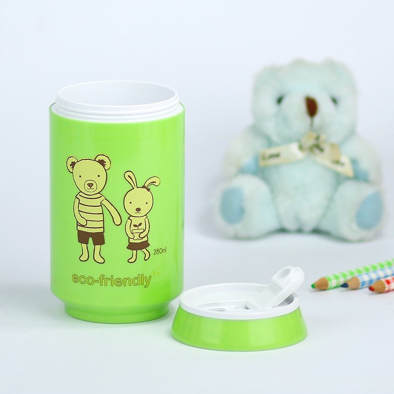 PLAStudio-ECO CAN-280ml-Rabbit & Bear-Made from Plant-Limited - Mugs - Eco-Friendly Materials Green