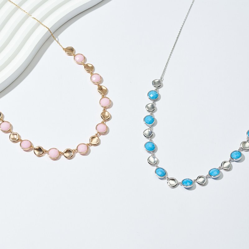 Translucent Dual Reflections Necklace (Available in two colors) - สร้อยคอ - ทองแดงทองเหลือง สีน้ำเงิน