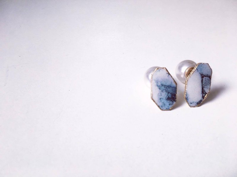 REGOLITH | Unique Sands Striped Floral Enamel Earrings - Earrings & Clip-ons - Enamel Blue