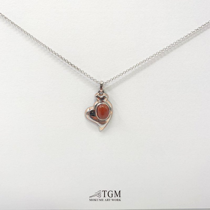 Heart-to-heart necklace to make love/love/gift/wooden gold/agate - สร้อยคอ - โลหะ 