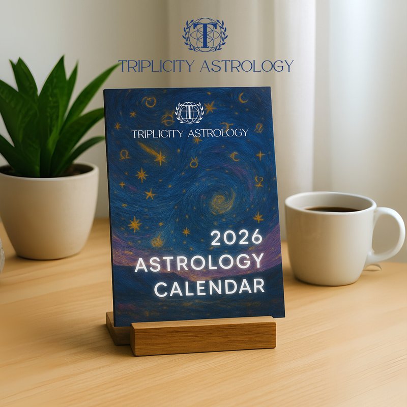 預售 桌上 星夜占星星座月曆 2026 附木座 - 免費 13 頁占星指南 - 日曆/月曆/年曆 - 紙 多色
