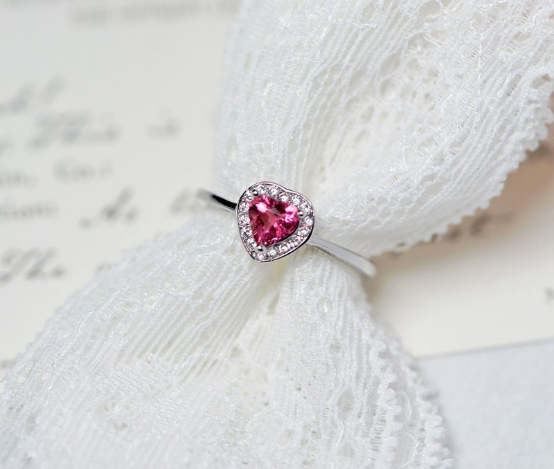 High grade pink tourmaline 5mm-sterling silver ring-adjustable-October birthstone - General Rings - Sterling Silver Pink