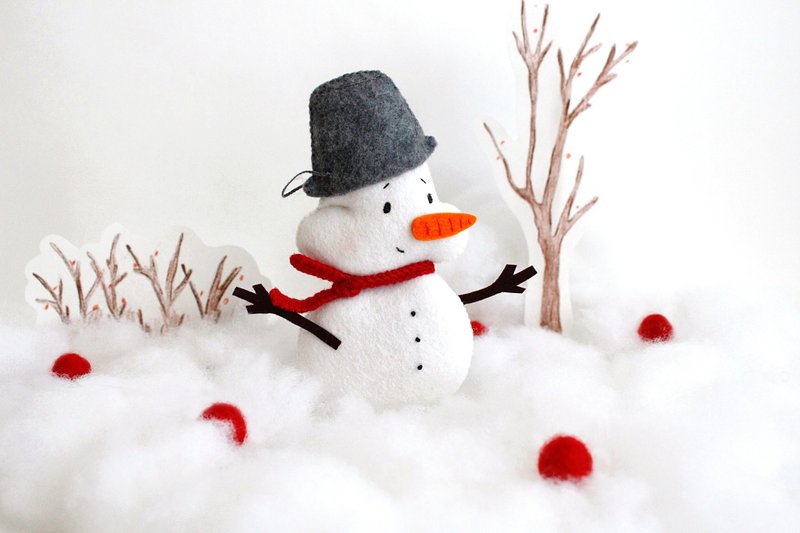 Felt snowman toy sewing PDF patten, DIY Christmas decor - 手工藝教學/工具書 - 其他材質 