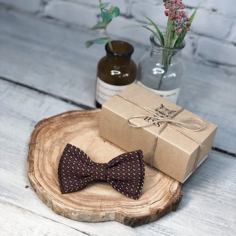 Burgundy Bow Tie For Men - Professor Gift - Silk Polka Dot Bow Tie - Bow Ties & Ascots - Silk Brown