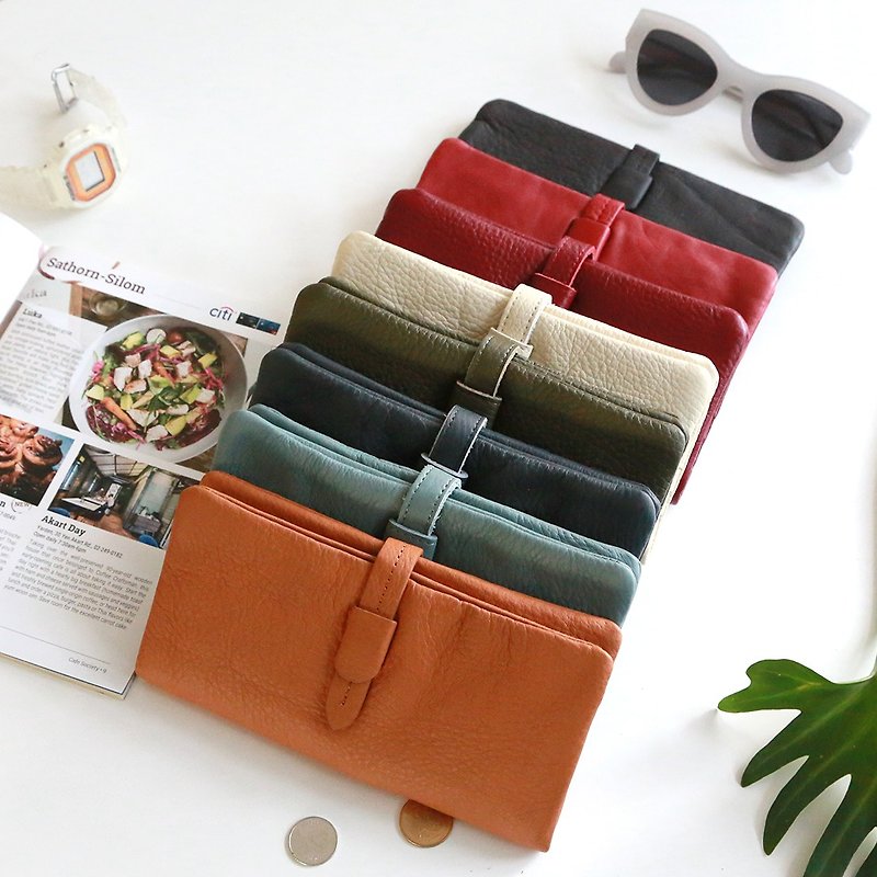 MOLLY กระเป๋าสตางค์หนังแท้ ใบยาว สำหรับใส่แบงค์และบัตร - กระเป๋าสตางค์ - หนังแท้ สีแดง