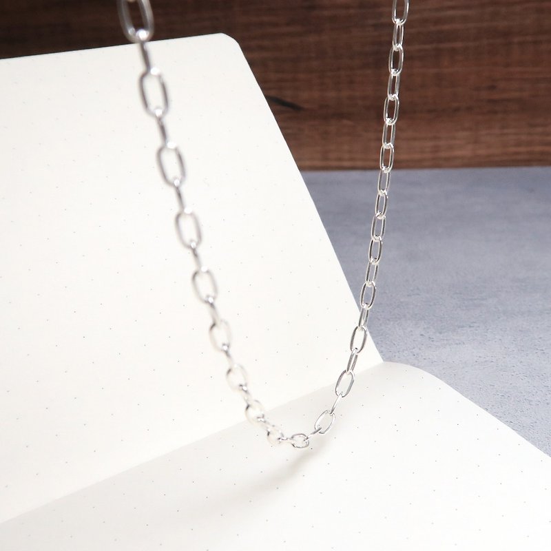Slender oval chain (2.8mm middle chain) 925 sterling silver girls and boys unisex necklace customized length - Necklaces - Sterling Silver Silver