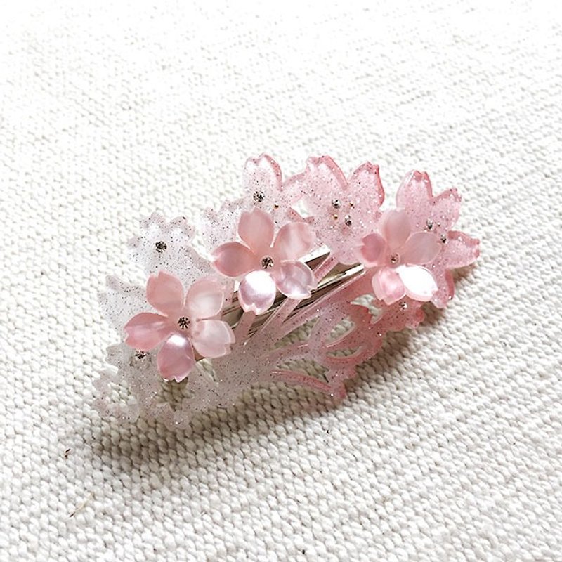 Sakura dye, automatic folder, hairpin - pink silver - Hair Accessories - Acrylic Pink