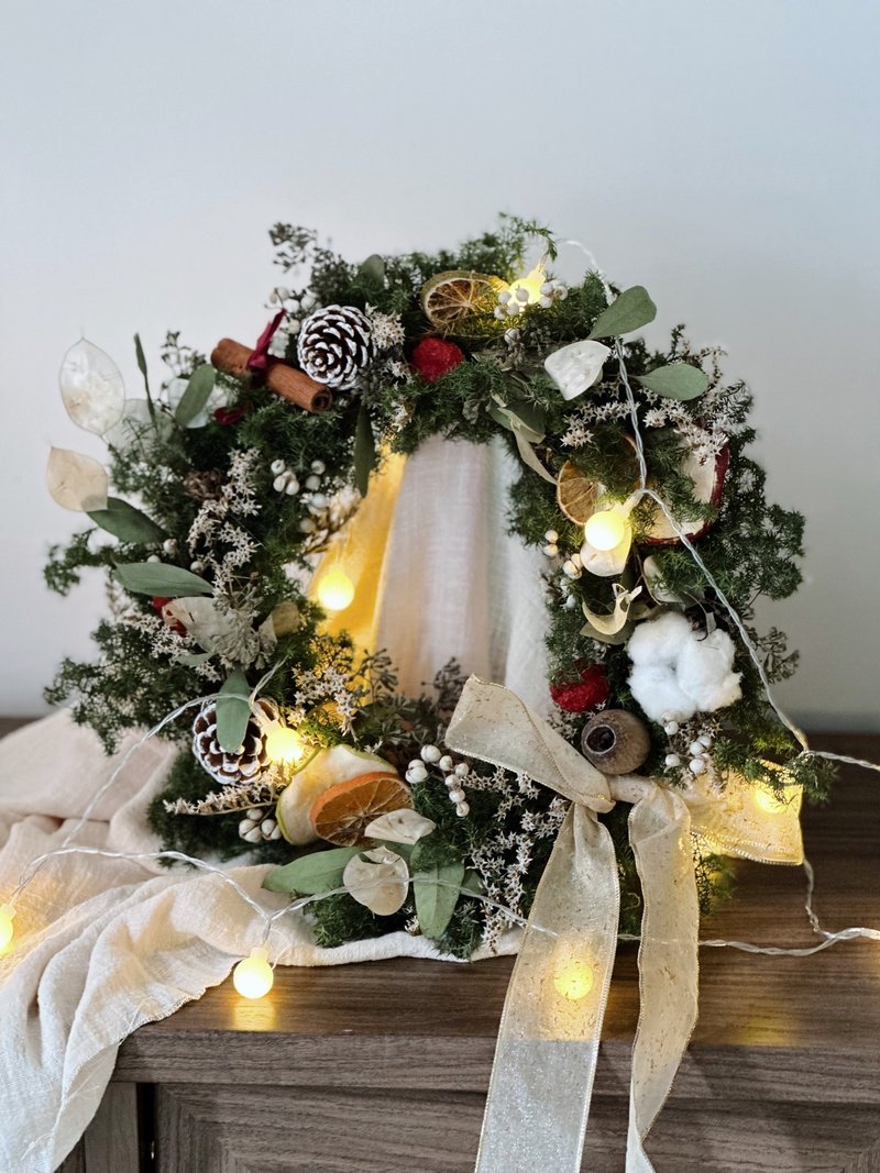 【聖誕花圈】水果派對花圈| Christmas | 聖誕禮物| 聖誕版包裝 - 乾燥花/永生花 - 植物．花 綠色