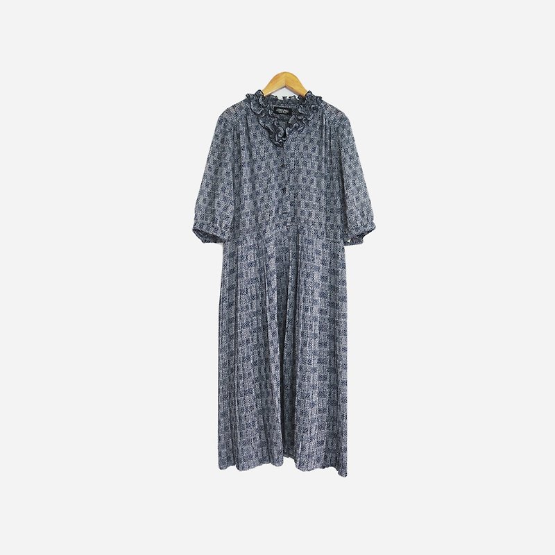Dislocation vintage / lotus leaf collar dress no.740 vintage - One Piece Dresses - Other Materials Blue